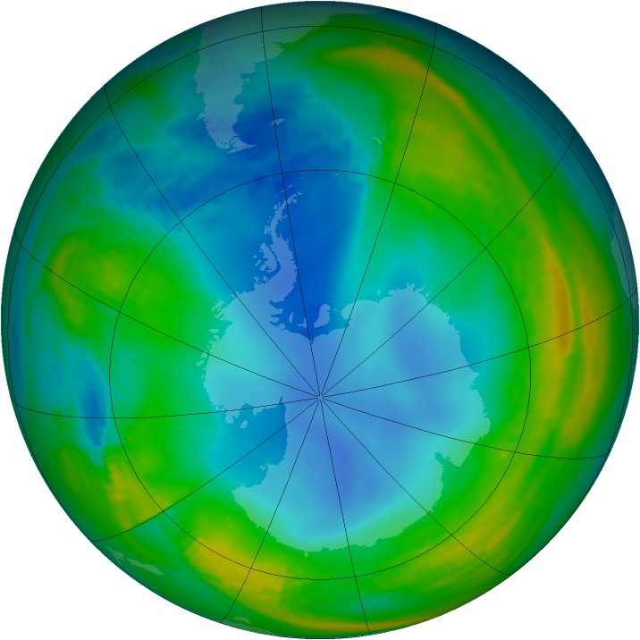 Antarctic ozone map for 12 July 1988